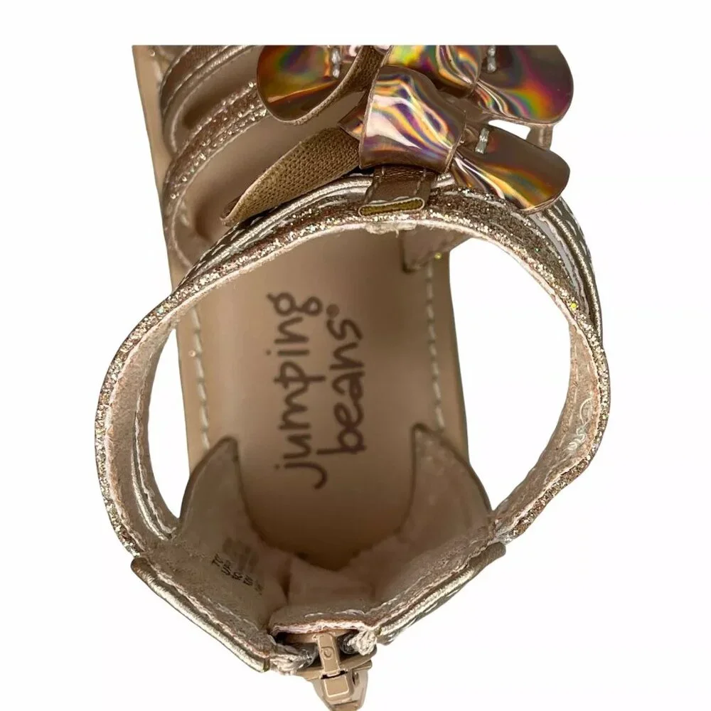 Jumping Beans Toddler Girls Gladiator Style‎ Sandals Size 7 Gold Brown Open Toe